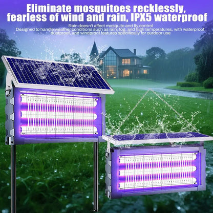 Solar Outdoor Insect Zapper Lamp | 20W Waterproof Mosquito Killer with 3 UV Tubes, Dual Charging, 6000mAh Battery for Gardens, Patios & Farms