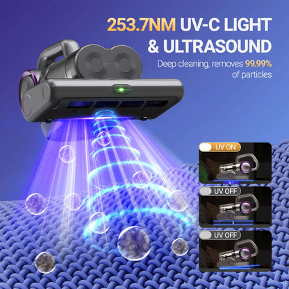 Summerwins FEPPO UV-C Mattress Vacuum, High Suction Bed Vacuum Cleaner for Dust Mites, Deep Cleans Beds, Sofas & Upholstery
