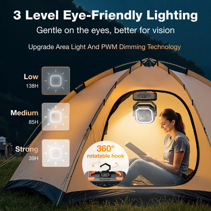 OGERY 2026 Newly Upgraded Camping Fan | 30000mAh Large Capacity Rechargeable Fan with LED Light, 270° Adjustable Pivot & Remote Controlled Auto Oscillation, Portable Desk Fan for Tent, Travel, Home & All Outdoor Activities