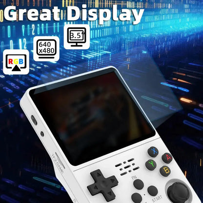 R36S Retro Handheld Video Game Console, Linux System, 3.5-inch IPS Screen, Built-in 3000mAh Battery, 32G+64G TF Card with Preinstalled Games, Ideal Gift for Gamers