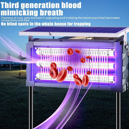 Solar Outdoor Insect Zapper Lamp | 20W Waterproof Mosquito Killer with 3 UV Tubes, Dual Charging, 6000mAh Battery for Gardens, Patios & Farms