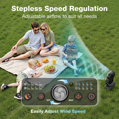 OGERY 2026 Newly Upgraded Camping Fan | 30000mAh Large Capacity Rechargeable Fan with LED Light, 270° Adjustable Pivot & Remote Controlled Auto Oscillation, Portable Desk Fan for Tent, Travel, Home & All Outdoor Activities