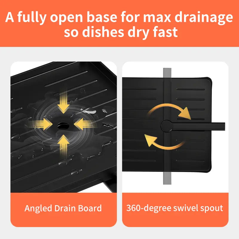 Foldable Over Sink Dish Drainer | Pull-Out 2-Tier Rack with Cutlery Holder, Space-Saving Kitchen Organiser for Small Kitchens